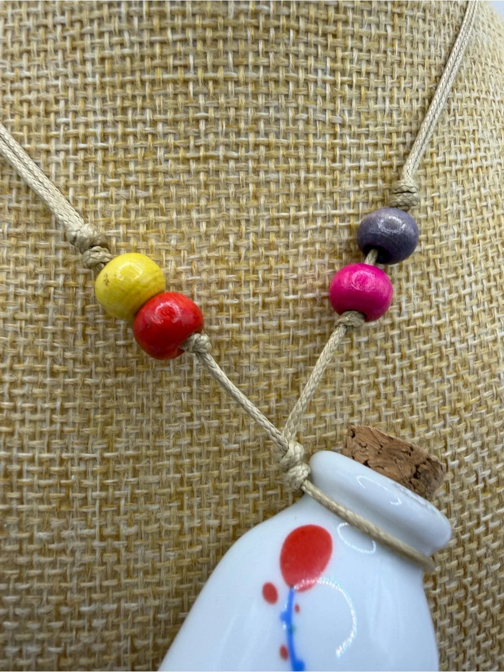 Hand Blown Colorful Corked Ceramic Urn Necklace For Perfume, Ashes, Potions.